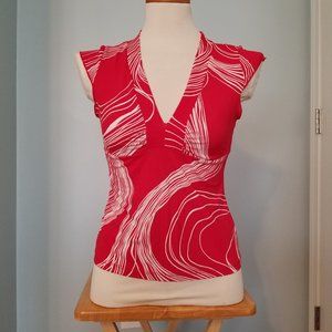 Forever 21 Red and White Cap Sleeve - Size M